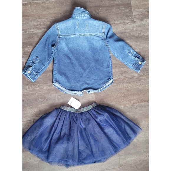 Crazy 8 Tutu Skirt and Mini Rebel Denim Button Down Shirt - Picture 2 of 7